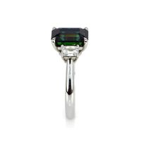 3.79 Ct. Green Sapphire and Natural Diamond Three Stone Ring, Platinum 950 Image
