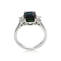 3.79 Ct. Green Sapphire and Natural Diamond Three Stone Ring, Platinum 950 Image