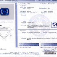 48.38 Ct. Blue Sapphire and Natural Diamond Three Stone Ring, Platinum 950 Scan Report