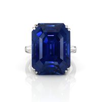 48.38 Ct. Blue Sapphire and Natural Diamond Three Stone Ring, Platinum 950 Video