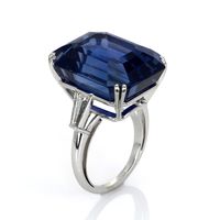 48.38 Ct. Blue Sapphire and Natural Diamond Three Stone Ring, Platinum 950 Image