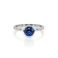 1.05 Ct. Blue Sapphire Bezel Ring, 14K White Gold Video
