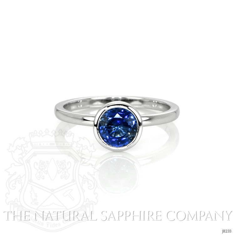1.05 Ct. Blue Sapphire Bezel Ring, 14K White Gold