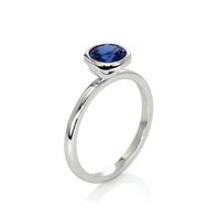 1.05 Ct. Blue Sapphire Bezel Ring, 14K White Gold Image