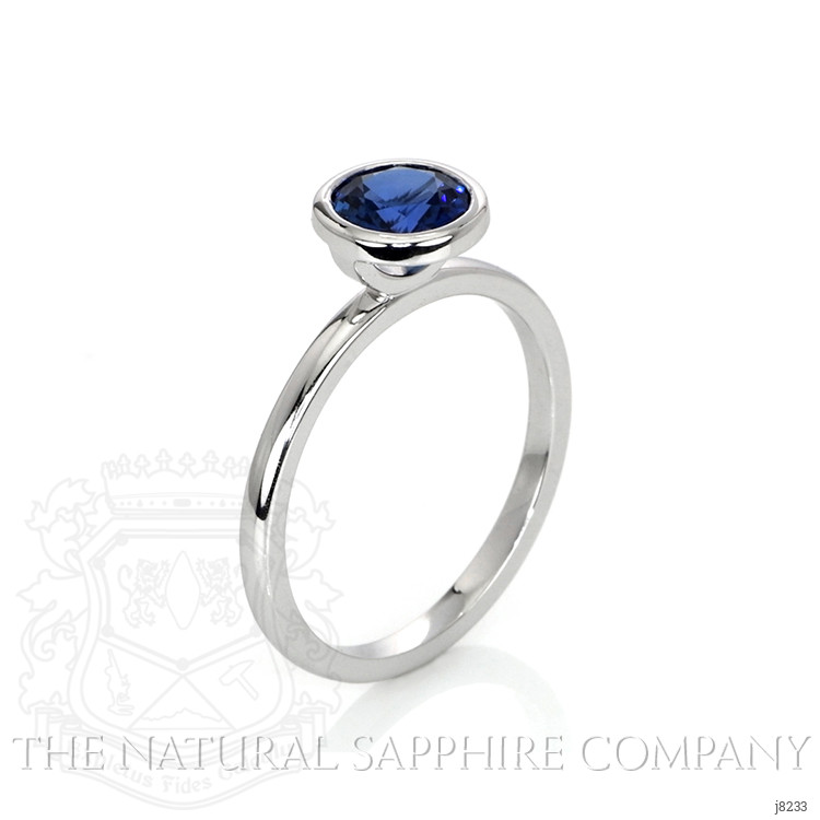 1.05 Ct. Blue Sapphire Bezel Ring, 14K White Gold