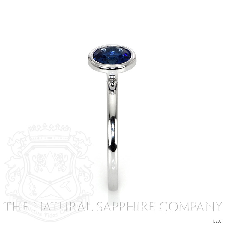 1.05 Ct. Blue Sapphire Bezel Ring, 14K White Gold