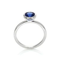 1.05 Ct. Blue Sapphire Bezel Ring, 14K White Gold Image