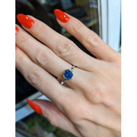 1.05 Ct. Blue Sapphire Bezel Ring, 14K White Gold Life Style