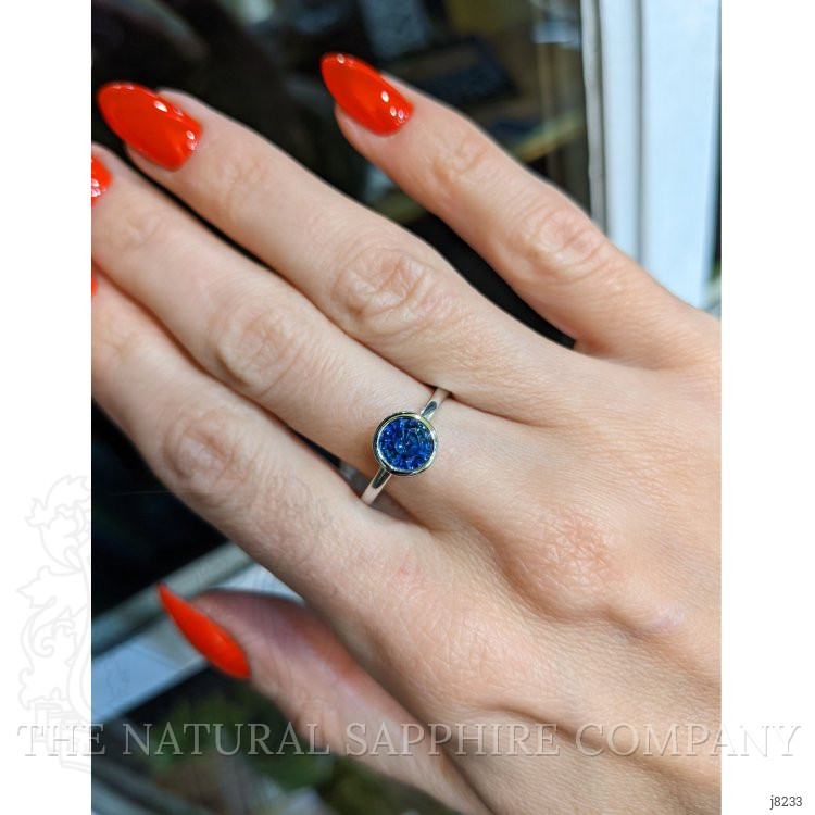 1.05 Ct. Blue Sapphire Bezel Ring, 14K White Gold