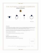 3.51 Ct. Blue Sapphire and Natural Diamond Three Stone Ring, Platinum 950 Appraisal