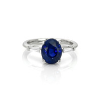 3.51 Ct. Blue Sapphire and Natural Diamond Three Stone Ring, Platinum 950 Video
