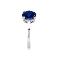 3.51 Ct. Blue Sapphire and Natural Diamond Three Stone Ring, Platinum 950 Image