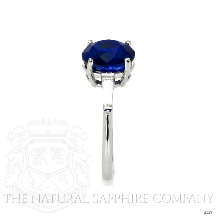 3.51 Ct. Blue Sapphire and Natural Diamond Three Stone Ring, Platinum 950