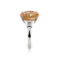 6.08 Ct. Padparadscha Sapphire and Natural Diamond Three Stone Ring, Platinum 950 Image