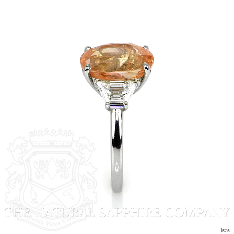 6.08 Ct. Padparadscha Sapphire and Natural Diamond Three Stone Ring, Platinum 950
