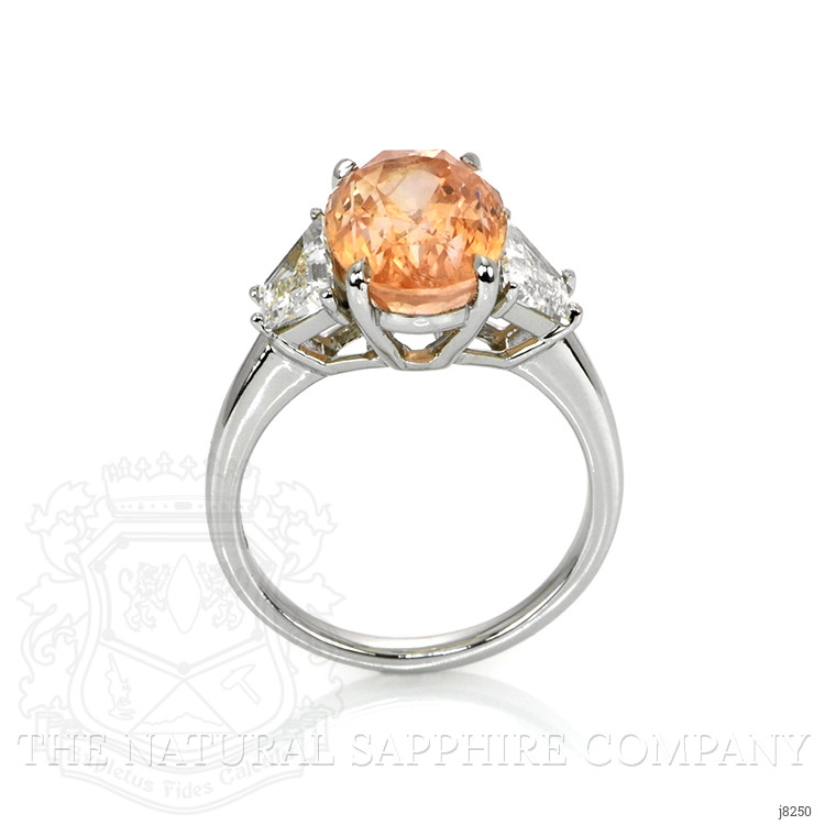 6.08 Ct. Padparadscha Sapphire and Natural Diamond Three Stone Ring, Platinum 950