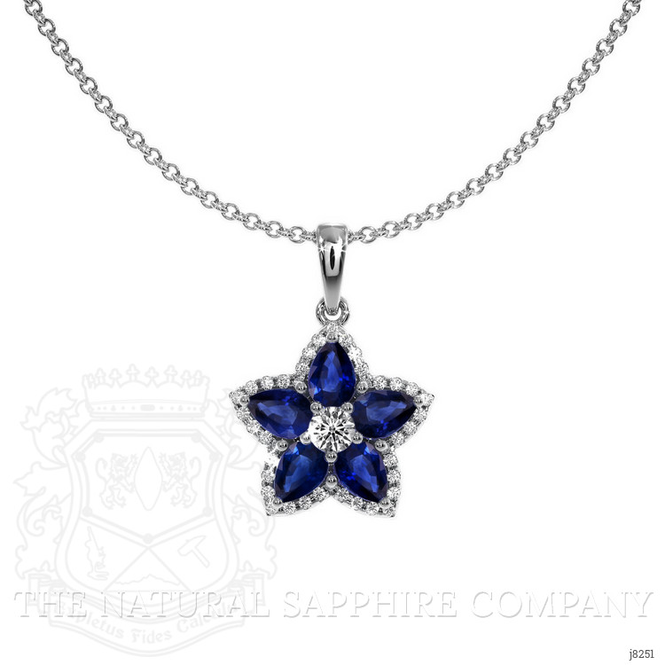 0.89 Ct. Blue Sapphire and Natural Diamond Accent Stones Pendant, 14K White Gold