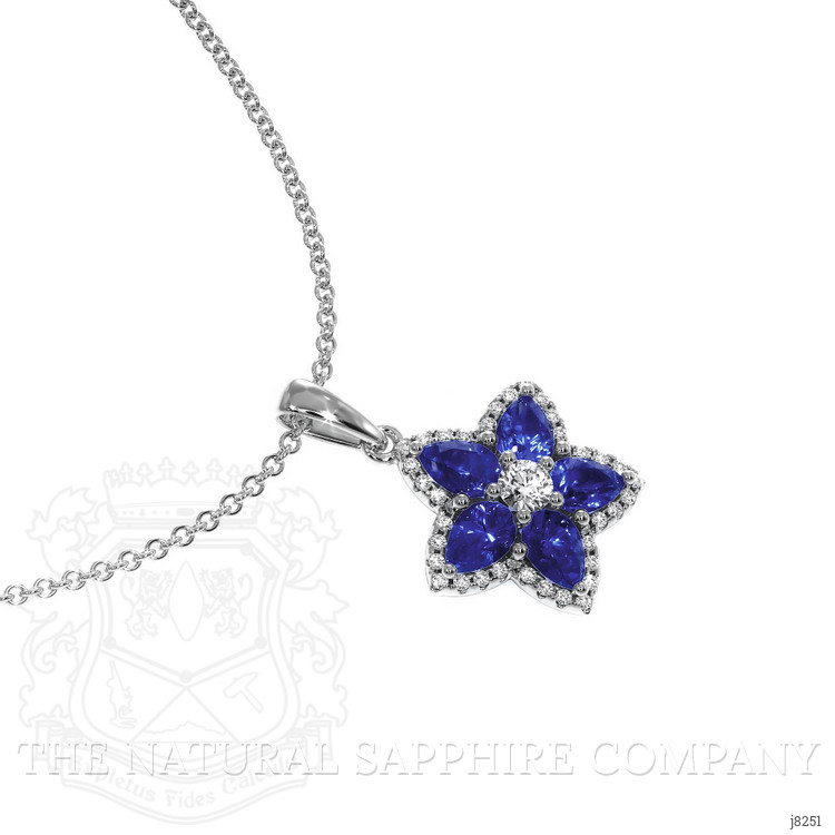 0.89 Ct. Blue Sapphire and Natural Diamond Accent Stones Pendant, 14K White Gold