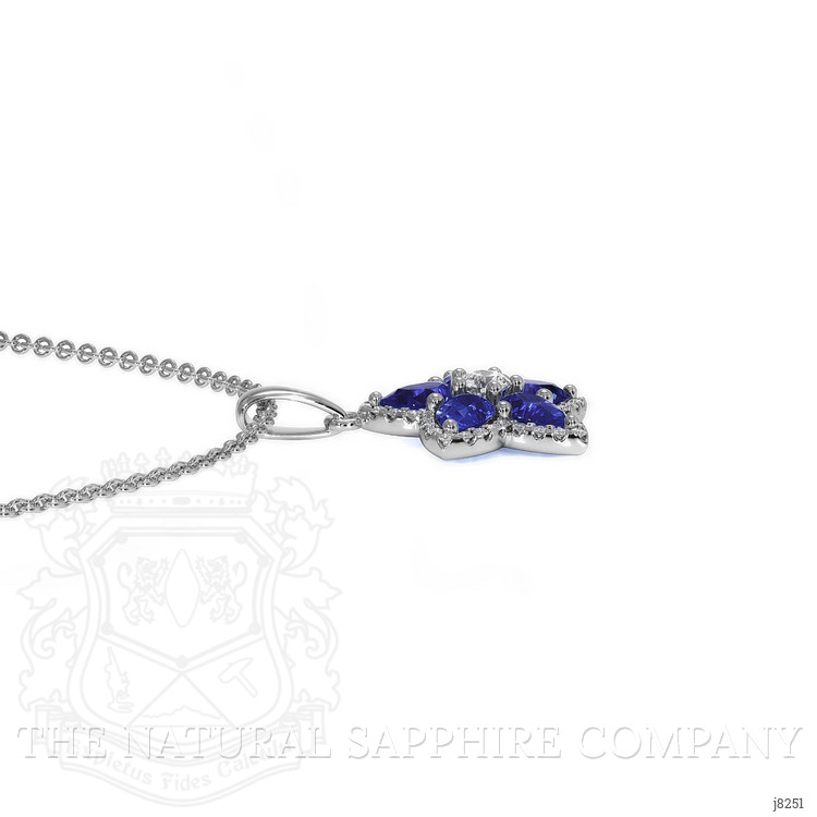 0.89 Ct. Blue Sapphire and Natural Diamond Accent Stones Pendant, 14K White Gold