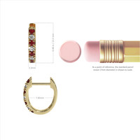 0.22 Ct.Tw. Ruby Natural Diamond Hoops Earrings, 14K Yellow Gold Image