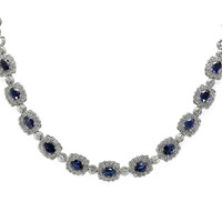 5.32 Ct. Blue Sapphire and Natural Diamond Necklace, 18K White Gold Image
