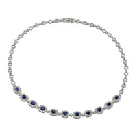 5.32 Ct. Blue Sapphire and Natural Diamond Necklace, 18K White Gold Image