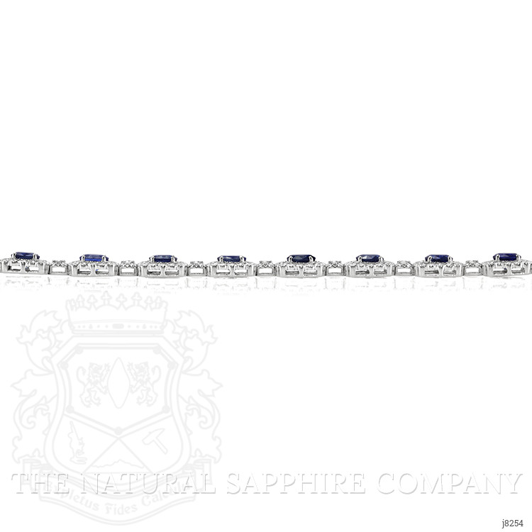 5.32 Ct. Blue Sapphire and Natural Diamond Necklace, 18K White Gold