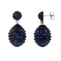34.36&nbsp;Ct.Tw.Total Carat Weight Blue Sapphire and Natural Diamond Accent Stones Earrings, 14K White Gold Image