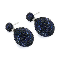 34.36&nbsp;Ct.Tw.Total Carat Weight Blue Sapphire and Natural Diamond Accent Stones Earrings, 14K White Gold Image