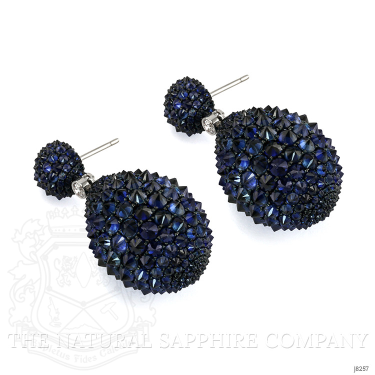 34.36 Ct.Tw. Blue Sapphire and Natural Diamond Accent Stones Earrings, 14K White Gold