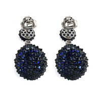 34.36&nbsp;Ct.Tw.Total Carat Weight Blue Sapphire and Natural Diamond Accent Stones Earrings, 14K White Gold Image