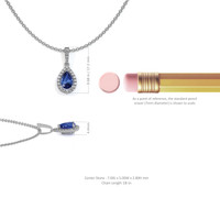 0.75 Ct. Blue Sapphire and Natural Diamond Pave Pendant, 14K White Gold Image