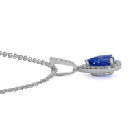 0.75 Ct. Sapphire Natural Diamond Pave Pendant, 14K White Gold Image