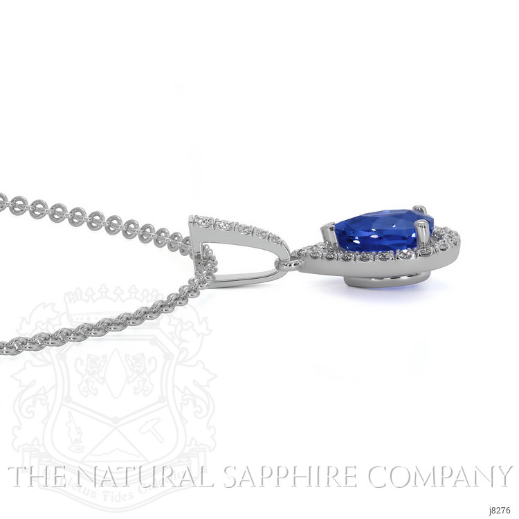 0.75 Ct. Blue Sapphire and Natural Diamond Pave Pendant, 14K White Gold