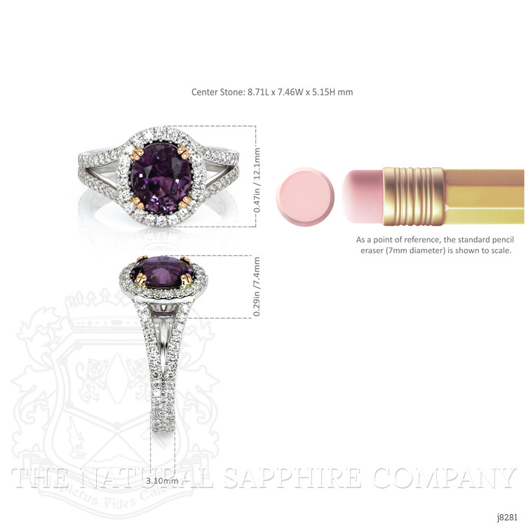 2.41 Ct. Violet Sapphire and Natural Diamond Pave Ring, 14K White & Rose