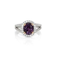 2.41 Ct. Violet Sapphire and Natural Diamond Pave Ring, 14K White & Rose Video