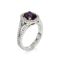 2.41 Ct. Violet Sapphire and Natural Diamond Pave Ring, 14K White & Rose Image