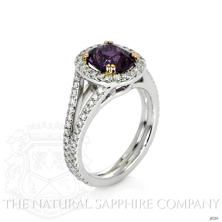 2.41 Ct. Violet Sapphire and Natural Diamond Pave Ring, 14K White & Rose