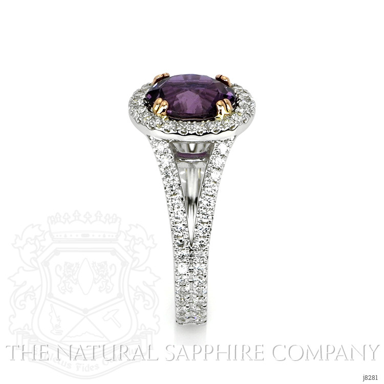 2.41 Ct. Violet Sapphire and Natural Diamond Pave Ring, 14K White & Rose
