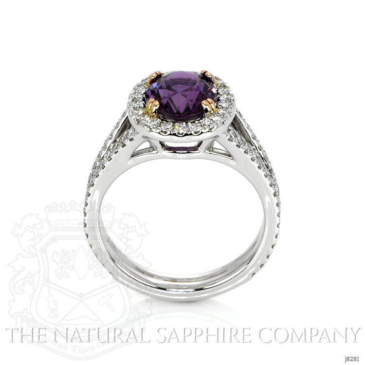 2.41 Ct. Violet Sapphire and Natural Diamond Pave Ring, 14K White & Rose