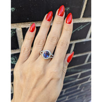 2.41 Ct. Violet Sapphire and Natural Diamond Pave Ring, 14K White & Rose Life Style