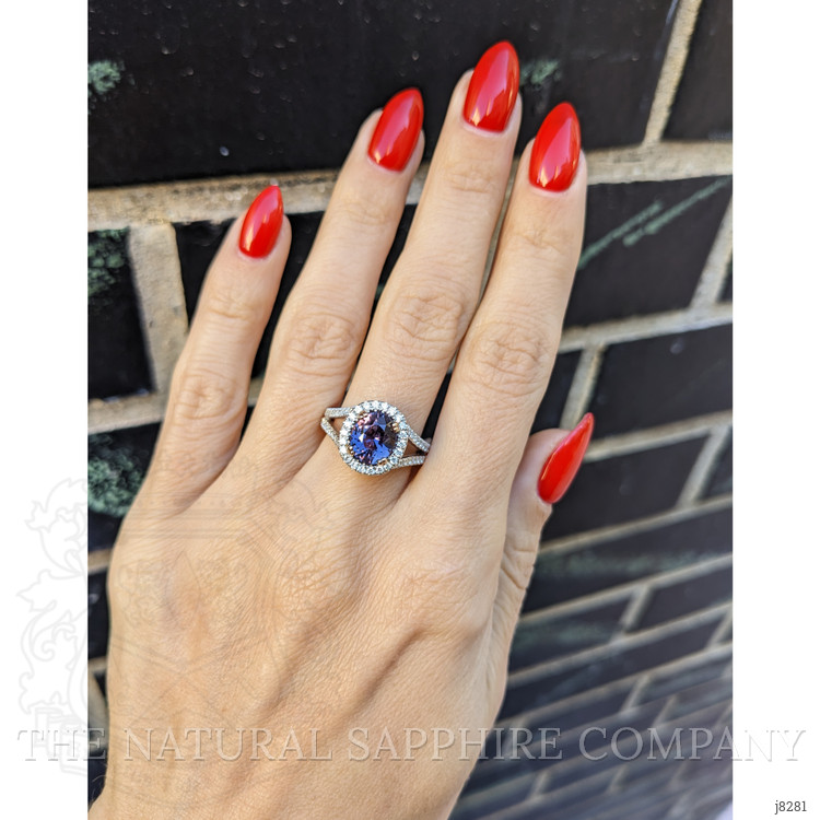 2.41 Ct. Violet Sapphire and Natural Diamond Pave Ring, 14K White & Rose