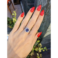 2.41 Ct. Violet Sapphire and Natural Diamond Pave Ring, 14K White & Rose Life Style