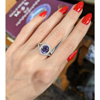 2.41 Ct. Violet Sapphire and Natural Diamond Pave Ring, 14K White & Rose Life Style