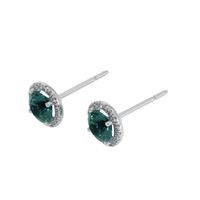1.00 Ct.Tw.Total Carat Weight Greenish Blue Sapphire and Natural Diamond Pave Earrings, 18K White Gold Image