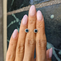 0.55&nbsp;Ct.Tw.Total Carat Weight Bluish Green Sapphire and Natural Diamond Pave Earrings, 18K White Gold Life Style