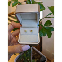 0.60&nbsp;Ct.Tw.Total Carat Weight Yellow Sapphire Studs Earrings, 14K White Gold Life Style
