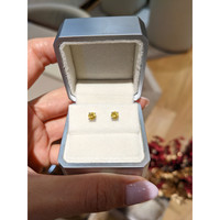 0.60&nbsp;Ct.Tw.Total Carat Weight Yellow Sapphire Studs Earrings, 14K White Gold Life Style