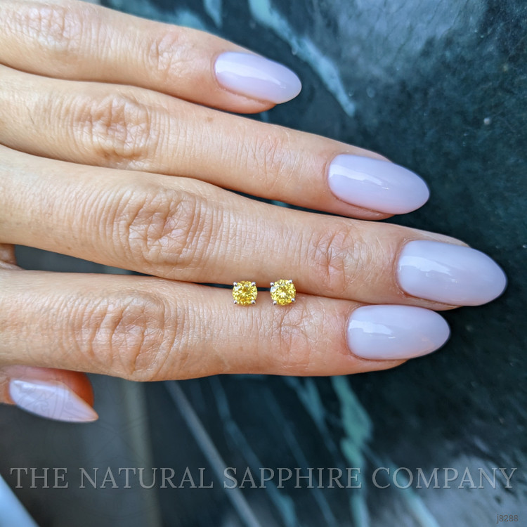 0.60 Ct.Tw. Yellow Sapphire Studs Earrings, 14K White Gold