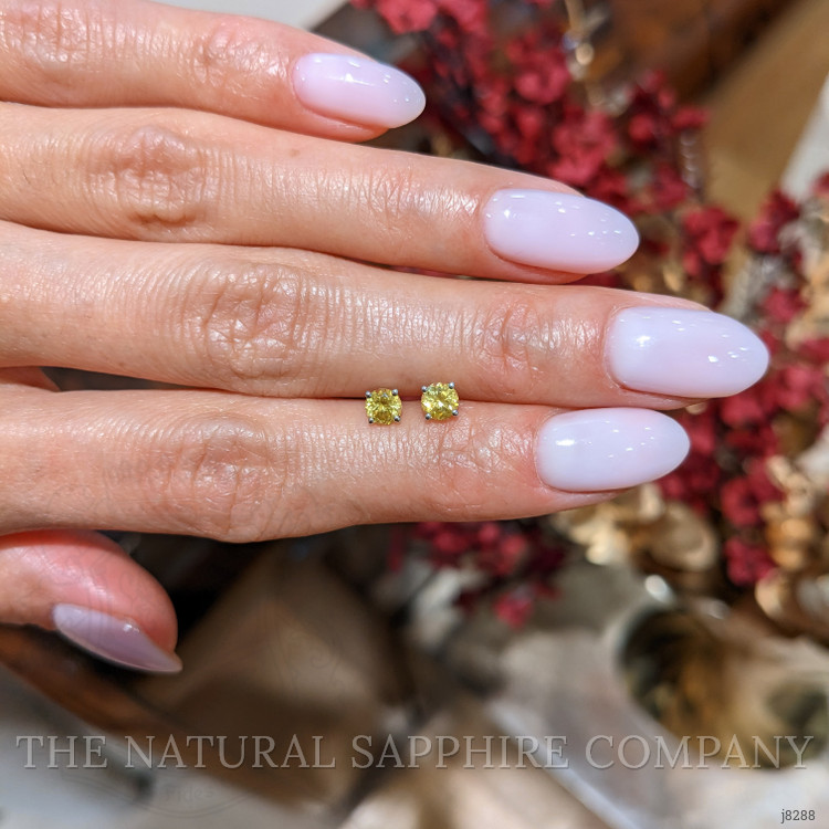 0.60 Ct.Tw. Yellow Sapphire Studs Earrings, 14K White Gold